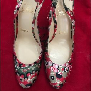 Christian Louboutin satin floral sling backs